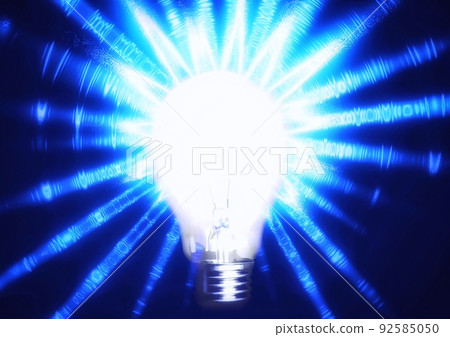 Illustration of a light bulb that shines with the concept of science technology Illustration of a light bulb that shines with the concept of science technology 92585050
