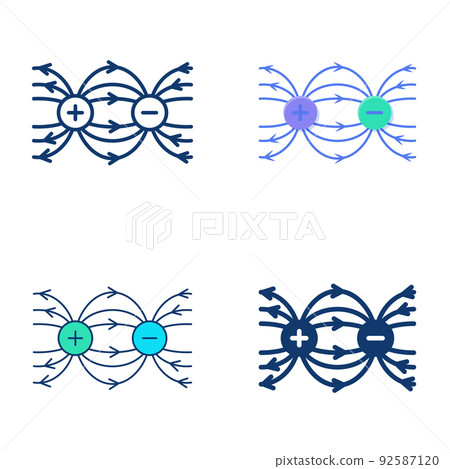 Electric dipole moment icon set 92587120