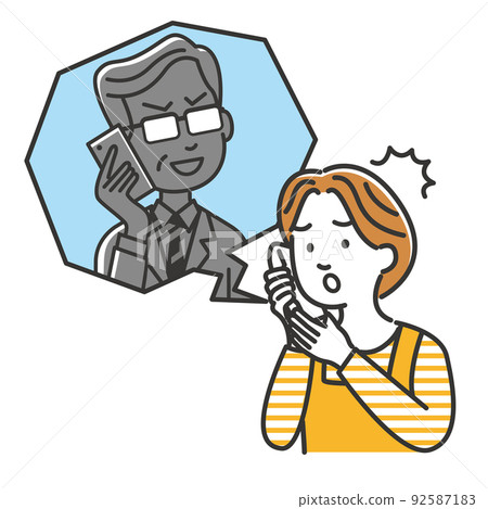 Illustrations of housewives deceived by malicious vendors and phone scams 92587183