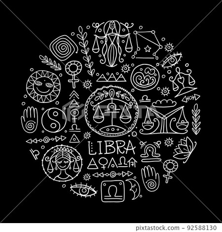 Illustration of Libra zodiac sign. Element of Stock