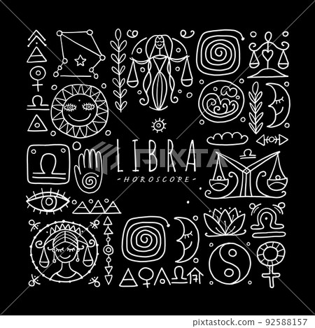 Illustration of Libra zodiac sign. Element of Stock