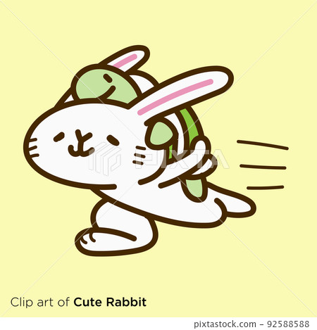 Rabbit character illustration series "Rabbit running with a turtle on its back" 92588588