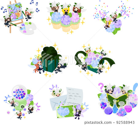 日常生活中可愛的小花仙子和繡球仙子插畫 日常生活中可愛的小花仙子和繡球仙子插畫 92588943