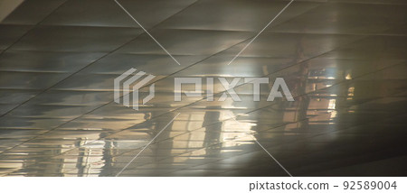 reflection of train station platform on varnish ceiling background and texture 92589004