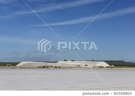 Salt industry,mineral extraction of the salt lagoon, La Pampa, Patagonia Argentina 92589805