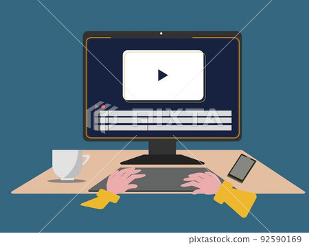 Video Editing Video People Hand Typing Work Creator Designer Illustration 92590169
