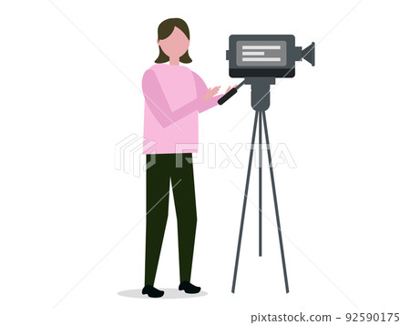 女人拍攝視頻視頻人像相機三腳架插圖 92590175