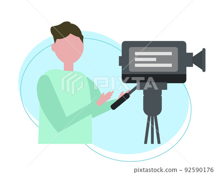 Male video camera video person shooting camera tripod illustration Male video camera video person shooting camera tripod illustration 92590176