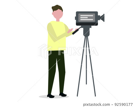 A man who shoots a video, a video, a person, a camera, a tripod, and an illustration. A man who shoots a video, a video, a person, a camera, a tripod, and an illustration. 92590177