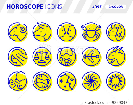 Two-color style icon set related to constellations_097 92590421