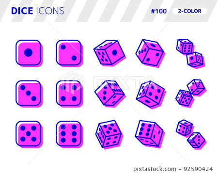 dice_100相關的雙色風格圖標集 92590424