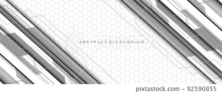 Abstract white grey cyber circuit futuristic technology geometric on hexagon mesh design modern background vector 92590855