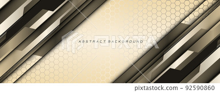 Abstract golden cyber circuit futuristic technology geometric on grey hexagon mesh design modern background vector Abstract golden cyber circuit futuristic technology geometric on grey hexagon mesh design modern background vector 92590860