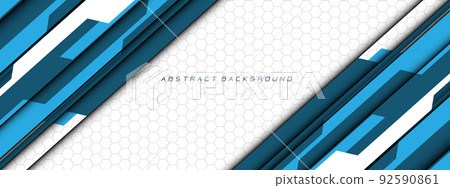 Abstract blue white cyber circuit futuristic technology geometric on grey hexagon mesh design modern background vector 92590861