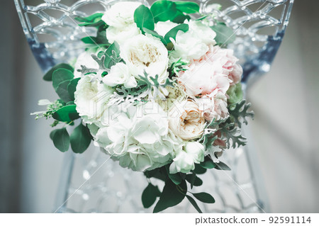 Beautiful wedding bouquet with different flowers, roses 92591114