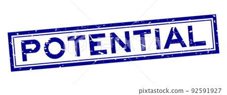 Grunge blue potential word sqaure rubber seal stamp on white background 92591927