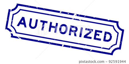 Grunge blue authorized word rubber seal stamp on white background Grunge blue authorized word rubber seal stamp on white background 92591944