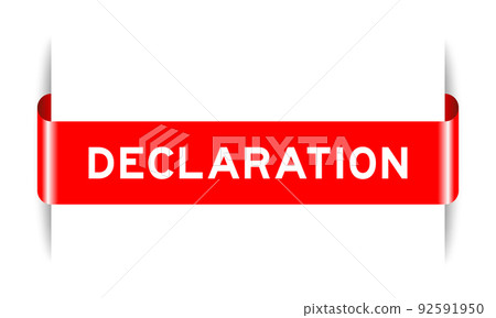 Red color inserted label banner with word declaration on white background Red color inserted label banner with word declaration on white background 92591950