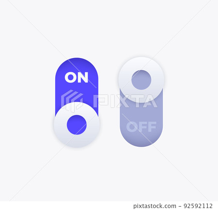 Toggle switch buttons, on and off, vector Toggle switch buttons, on and off, vector 92592112