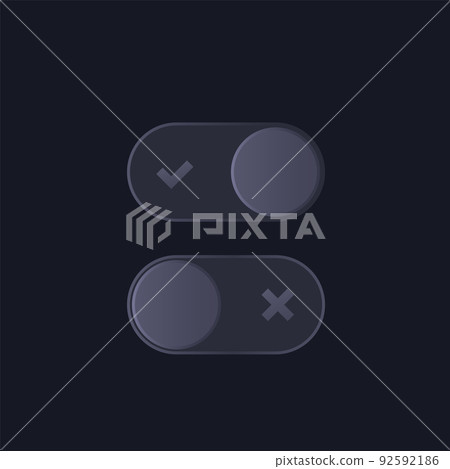 Toggle switch buttons, on and off, dark design 92592186