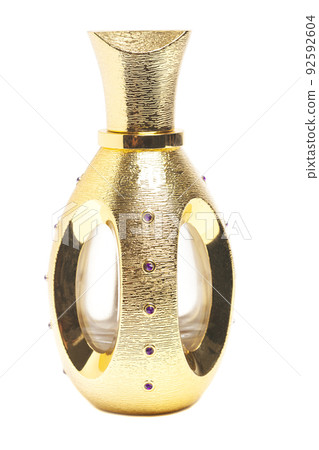 Woman perfume in bottles isolated on white background Woman perfume in bottles isolated on white background 92592604