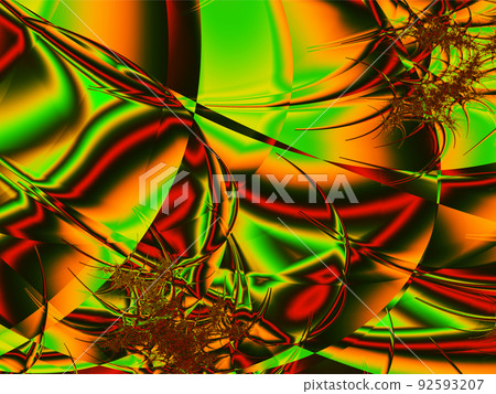 abstract bright green-red linear pattern, color graphics, background, design 92593207
