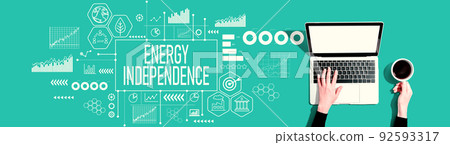 Energy Independence concept with person using a laptop 92593317