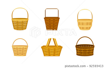 Wicker baskets set. Handcrafted container for... - Stock Illustration ...