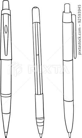 Pens. Vector illustration about back to school. Coloring page with school supplies. 92593945