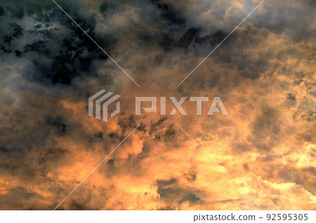 Red cloudscape background.Gloomy sky view. Red cloudscape background.Gloomy sky view. 92595305