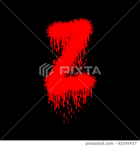 Metal music band's font.Red letter with bloodlines on black background. 92595437