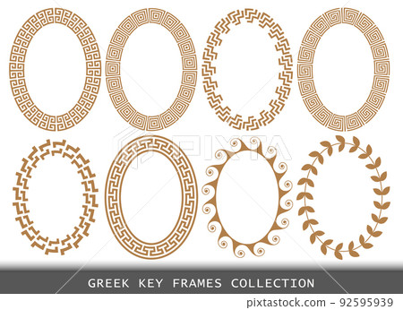 Ancient Greek oval frames patterns, set of antique borders from Greece 92595939