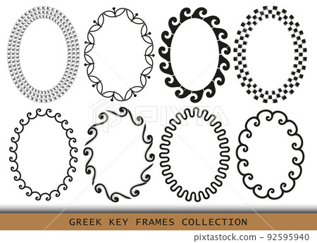 Ancient Greek oval frames patterns, set of antique borders from Greece 92595940