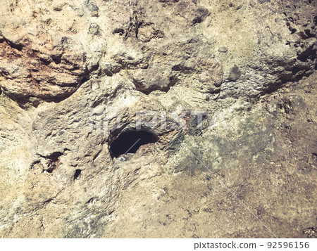 texture. cave made of stone with a hole. wall with scuffs and damage. 3d volumetric texture, background texture. cave made of stone with a hole. wall with scuffs and damage. 3d volumetric texture, background 92596156