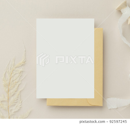 Blank greeting card with envelopes for greeting, wedding cards, birthday card, Mockup for design Blank greeting card with envelopes for greeting, wedding cards, birthday card, Mockup for design 92597245