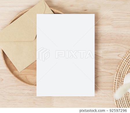 Blank greeting card with envelopes for greeting, wedding cards, birthday card, Mockup for design 92597296