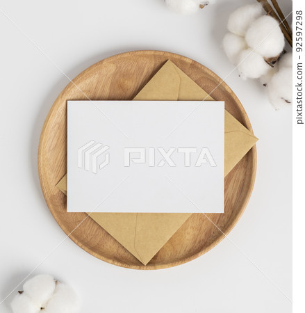 Blank greeting card with envelopes for greeting, wedding cards, birthday card, Mockup for design 92597298