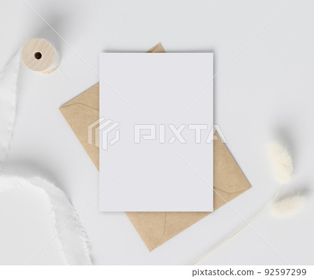 Blank greeting card with envelopes for greeting, wedding cards, birthday card, Mockup for design Blank greeting card with envelopes for greeting, wedding cards, birthday card, Mockup for design 92597299
