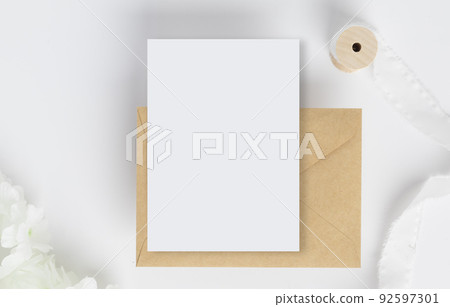 Blank greeting card with envelopes for greeting, wedding cards, birthday card, Mockup for design Blank greeting card with envelopes for greeting, wedding cards, birthday card, Mockup for design 92597301