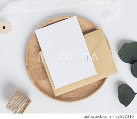 Blank greeting card with envelopes for greeting, wedding cards, birthday card, Mockup for design Blank greeting card with envelopes for greeting, wedding cards, birthday card, Mockup for design 92597310