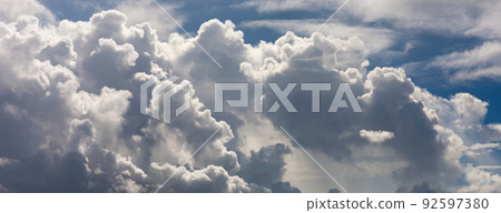 Background panoramic shot of cloudy sky. Dramatic view. Background panoramic shot of cloudy sky. Dramatic view. 92597380