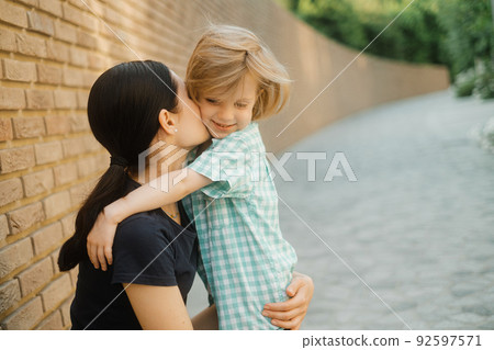 Beautiful mother and her cute little boy 92597571