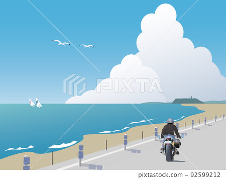 Motorcycles running by the sea Motorcycles running by the sea 92599212