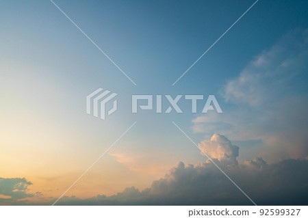 Summer wide sky and light sunset Summer wide sky and light sunset 92599327
