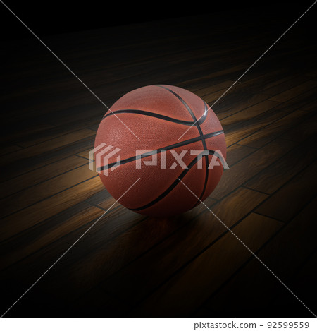 Basketball ball on the parquet with black background Basketball ball on the parquet with black background 92599559