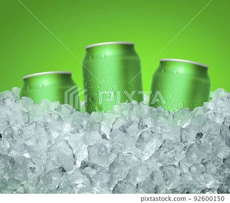 Can of cold beverage, ice cube a of juicy. Summer refreshing drink Can of cold beverage, ice cube a of juicy. Summer refreshing drink 92600150