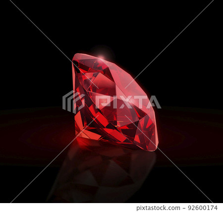 Dazzling diamond red gemstones on black background. 3D render Dazzling diamond red gemstones on black background. 3D render 92600174