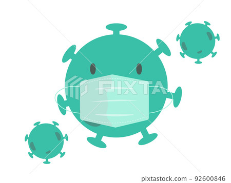 Virus bacteria wearing a mask Wearing a mask Corona infection countermeasures Bacteria icon illustration Virus bacteria wearing a mask Wearing a mask Corona infection countermeasures Bacteria icon illustration 92600846