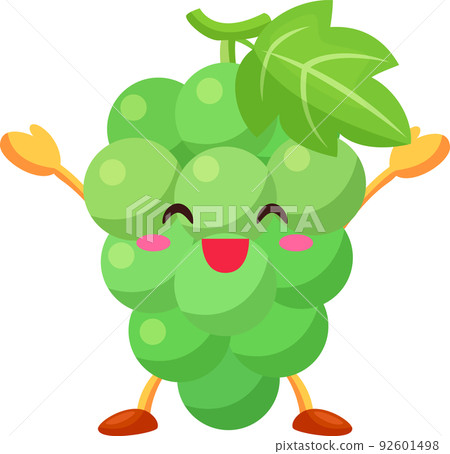 Illustration of a cute Muscat character who is pleased with both hands raised Illustration of a cute Muscat character who is pleased with both hands raised 92601498
