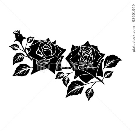 silhouette black motif rose silhouette black motif rose 92601949